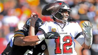 Photo gallery: Blue collar, blue ribbon taken at Acrisure Stadium (Steelers). Photo by JOE SARGENT / GETTY